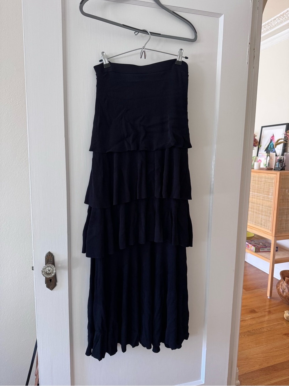 Misa Los Angeles Black Tiered Maxi Skirt